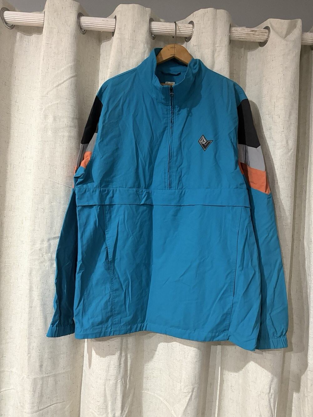Volcom Men’s Vintage Blue Colorblock Lightweight Zip-Up Windbreaker Jacket XL